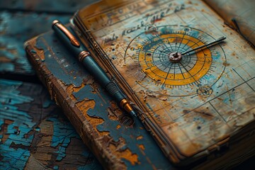 Fototapeta premium vintage compass and map