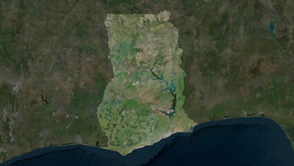 Ghana highlighted. High-res satellite map © zelwanka