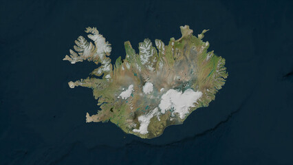 Iceland highlighted. High-res satellite map © zelwanka
