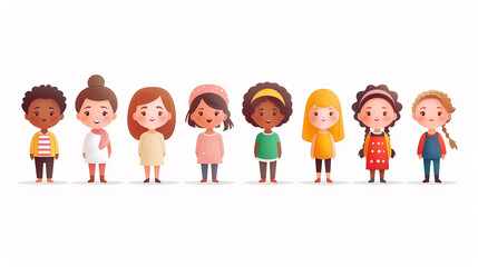 Happy Children's Day card, Children of different ethnicities, illustration. Diverse cartoon children  with space for text. 