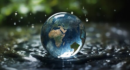 Obraz na płótnie Canvas earth in a drop of water