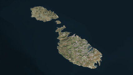 Malta highlighted. High-res satellite map © zelwanka