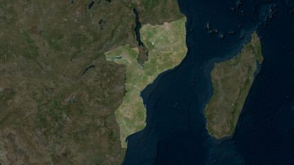 Mozambique highlighted. High-res satellite map © zelwanka