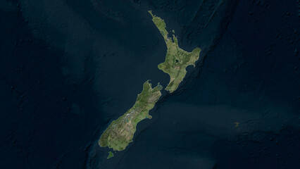 New Zealand highlighted. High-res satellite map © zelwanka