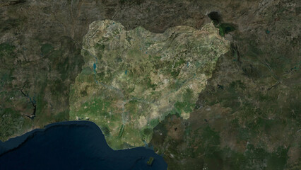 Nigeria highlighted. High-res satellite map © zelwanka