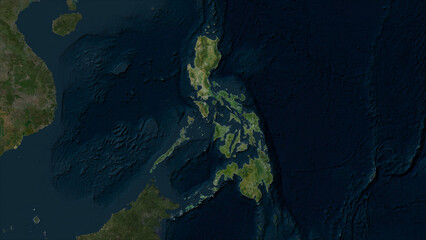 Philippines highlighted. High-res satellite map
