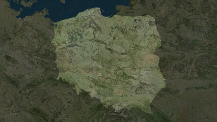 Poland highlighted. High-res satellite map © zelwanka