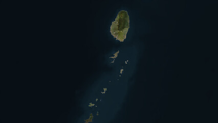 Saint Vincent and the Grenadines highlighted. High-res satellite map - obrazy, fototapety, plakaty