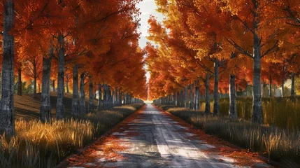 Wandcirkels tuinposter Generate_a_visual_prompt_featuring_autumn_trees_lining © lara