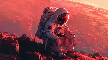 astronauts sitting and looking at the beauty of space - obrazy, fototapety, plakaty
