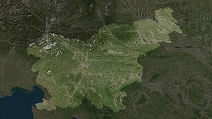 Slovenia highlighted. High-res satellite map © zelwanka