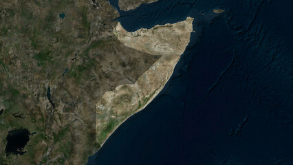 Somalia highlighted. High-res satellite map © zelwanka