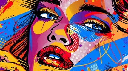 girl lips in pop art style