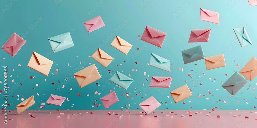 Aufkleber email notification symbols influx of new subscriptions with copy space for digital communication and