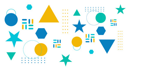 Colorful abstract banners with geometric memphis vector design. For banner, background, business or technology presentation, web brochure cover layout, wallpaper