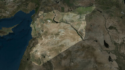 Syria highlighted. High-res satellite map © zelwanka