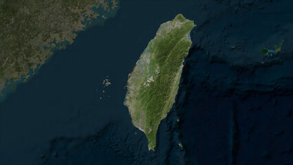 Taiwan highlighted. High-res satellite map © zelwanka