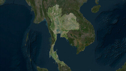 Thailand highlighted. High-res satellite map