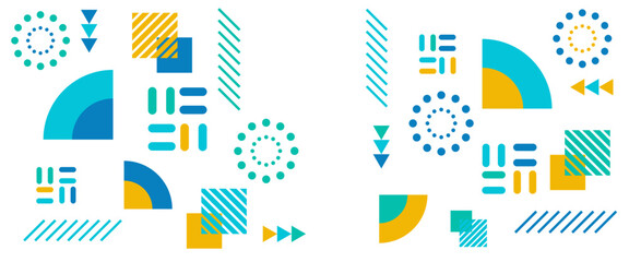 Obraz premium Colorful vector abstract memphis style simple minimalist banners. For web design, business presentation, website header, invitation background
