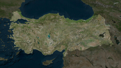 Türkiye highlighted. High-res satellite map