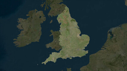 England - Great Britain highlighted. High-res satellite map