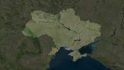 Ukraine before 2014 highlighted. High-res satellite map