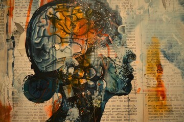 Abstract Expression of Mental Health Stigma with Text - obrazy, fototapety, plakaty