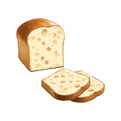Hand drawn vector illustration of sliced bread on white background