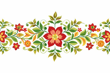 Seamless decorative floral border design vector illustration - obrazy, fototapety, plakaty