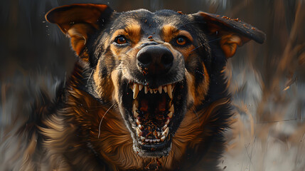 Aggressive barking dog - obrazy, fototapety, plakaty