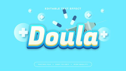 Blue white and green doula 3d editable text effect - font style