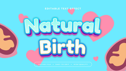 Blue white and pink natural birth 3d editable text effect - font style