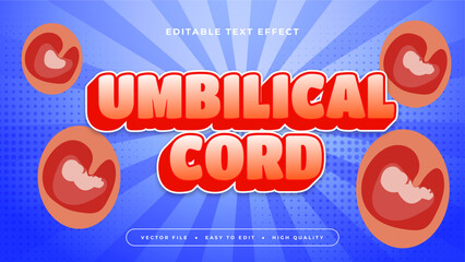 Red white and blue umbilical cord 3d editable text effect - font style - obrazy, fototapety, plakaty