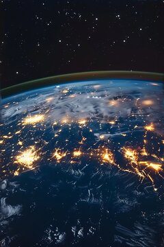 Earth from space showing city lights at night