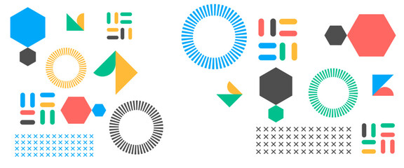 Colorful vector abstract memphis style simple minimalist banners. For web design, business presentation, website header, invitation background