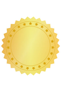 Sharp golden color stamp with circle star image. vector design element in gold blank seal
