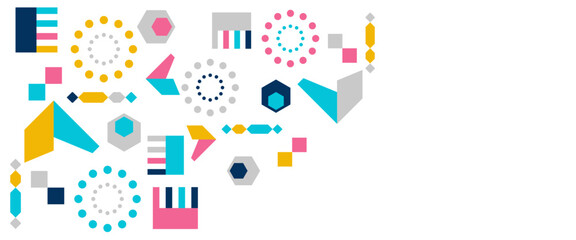 Colorful vector modern minimalist and simple abstract banner with memphis geometric style. For presentation background, banner, background, poster, certificate, annual report, cover