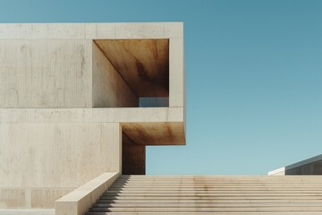 Minimalist Concrete Architecture with Stairs and Shadows
