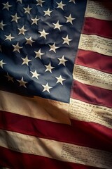 Close up of an old, tattered American flag