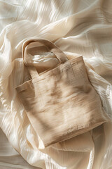 Mock-up scene of blank cotton tote bag for display design