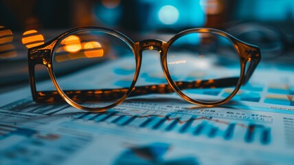 A pair of glasses that highlight the most profitable opportunities in any financial document. - obrazy, fototapety, plakaty