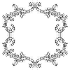 Floral frame in baroque style. Decorative curling plant. - 768910401