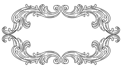 Floral frame in baroque style. Decorative curling plant.