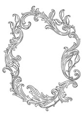 Floral frame in baroque style. Decorative curling plant. - 768912239