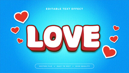 Red white and blue love 3d editable text effect - font style
