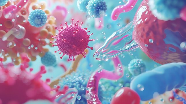 Digestive enzymes,Cubism  ,professional color grading,soft shadowns, no contrast, no people, clean sharp,clean sharp focus