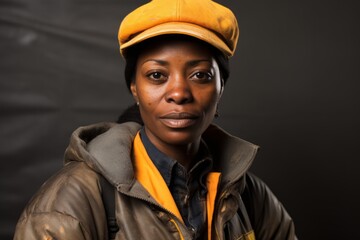 Obraz premium Portrait of a Black Woman Wearing a Yellow Beret