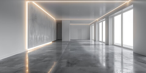 empty White room podium background, futuristic stage design with blue accents, Empty White Room interior With Lights, product presentation,3D rendering,