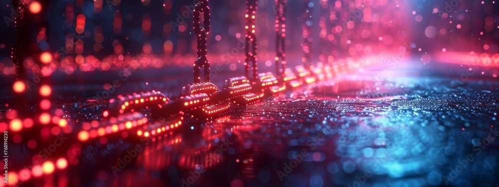 Poster scene depicting blockchain-based identity management, empowering individuals with self-sovereign ide