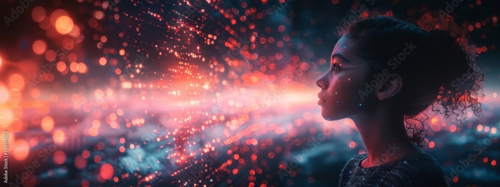 Poster scene depicting blockchain-based identity management, empowering individuals with self-sovereign ide